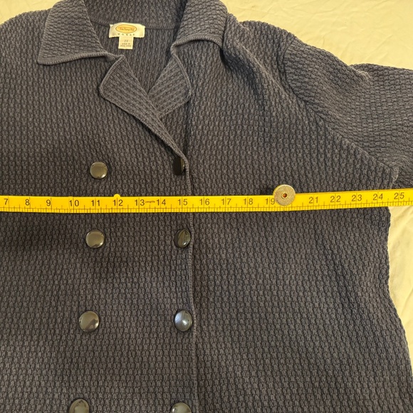 Talbots Woman 2X Navy Waffle Knit Snap-Front Cardigan Jacket - Picture 3 of 11